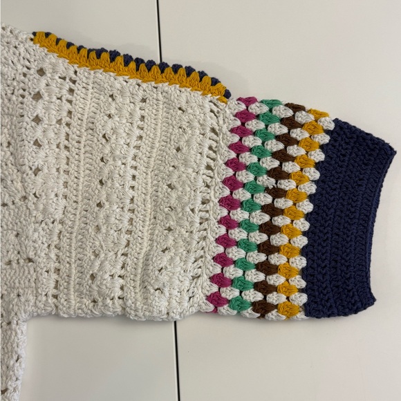 Maeve By Anthropologie Women's Colorful Crochet Open Cardigan Sweater ONE SIZE - Picture 5 of 9